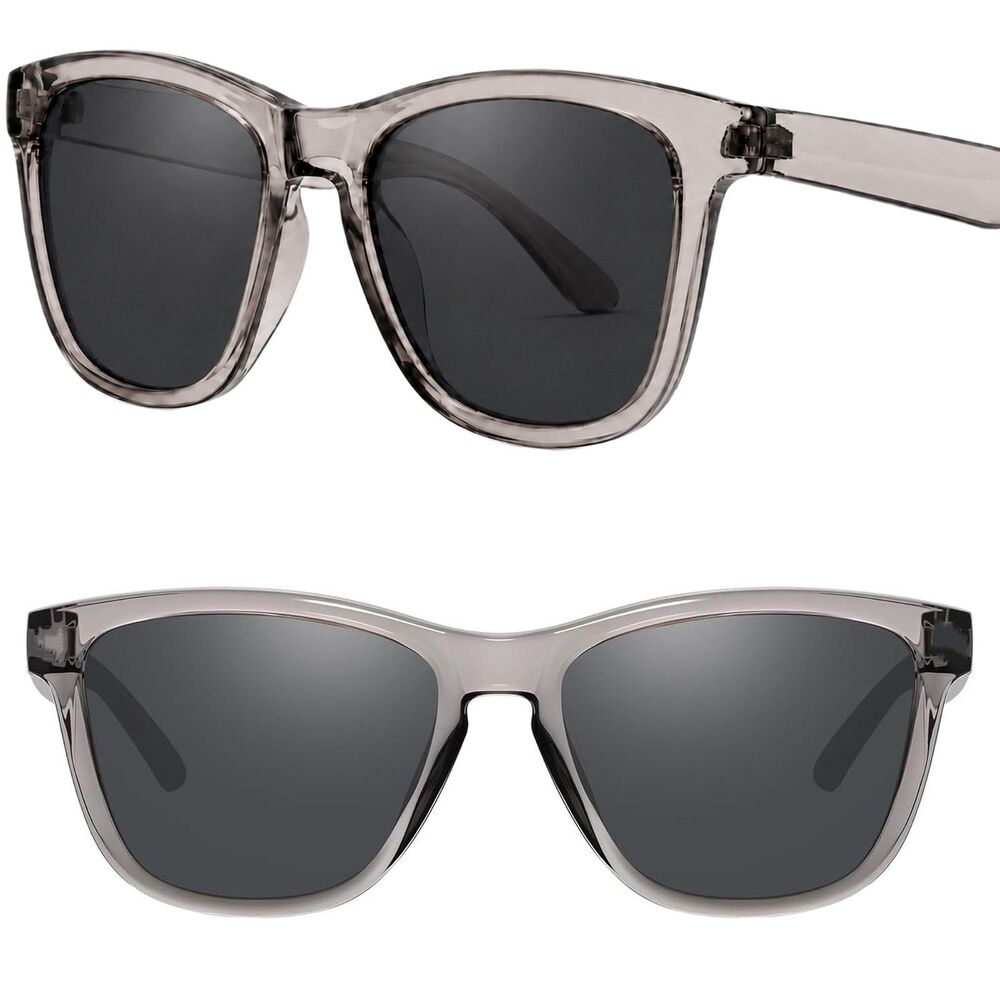 Women's Gray Black Polarized Oversized Square Classic Retro Fashion Sunglasses